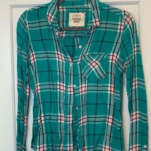 Juniors SO Perfect Shirt Flannel Button Down- Size S